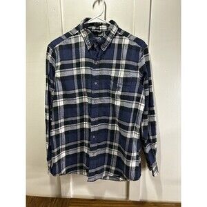 Chaps Performance Flannel Blue Plaid Button Up Shirt Men’s Medium